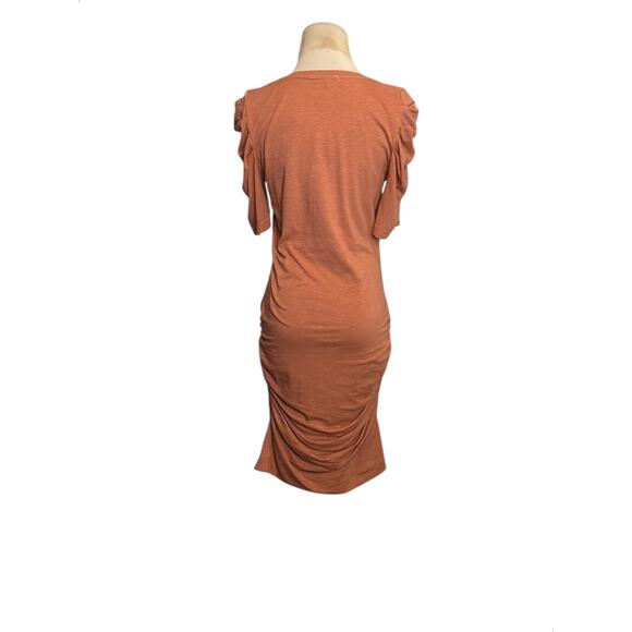 Sundry Brown Puff Short Sleeves Ruched Mini Dress Size 2 - Picture 12 of 16